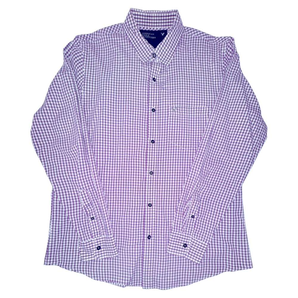 American Eagle Outfitters | Mens Button-Down Purple & White Shirt | Size L | EUC